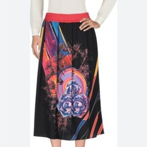 Save The Queen Black and Multicolor Midi Skirt size Small-Made in Italy